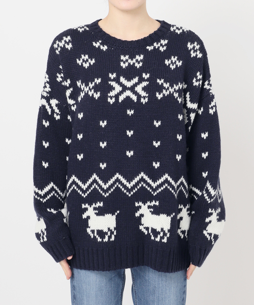 U by SPICK&SPAN（ユーバイスピックアンドスパン）の「ノルディックニットプルオーバー（ニット/セーター・レディース・ホワイト/ネイビー/レッド・FREE）」の7枚目の写真