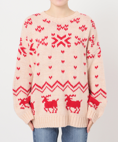 U by SPICK&SPAN（ユーバイスピックアンドスパン）の「ノルディックニットプルオーバー（ニット/セーター・レディース・ホワイト/ネイビー/レッド・FREE）」の5枚目の写真