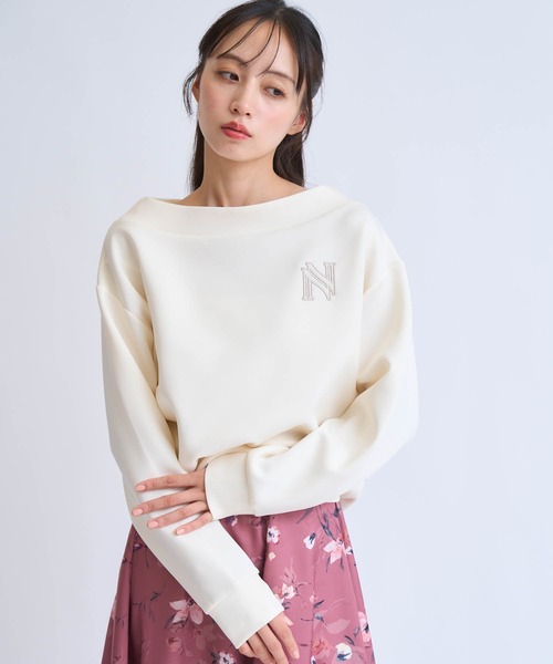 NOELA(ノエラ)の「フェルト刺繍ロゴポンチトップス(Tシャツ/カットソー・レディース・ブラウン/オフホワイト・フリー)」の3枚目の写真