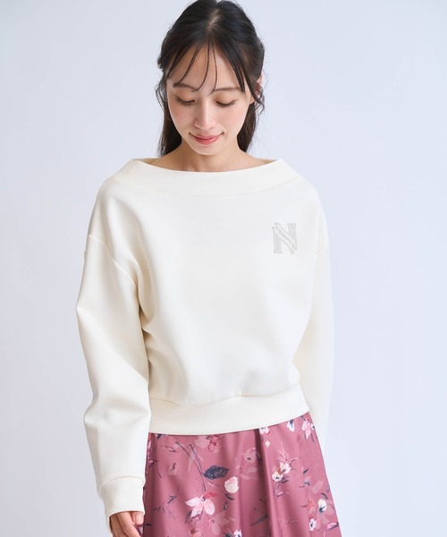 NOELA(ノエラ)の「フェルト刺繍ロゴポンチトップス(Tシャツ/カットソー・レディース・ブラウン/オフホワイト・フリー)」の4枚目の写真