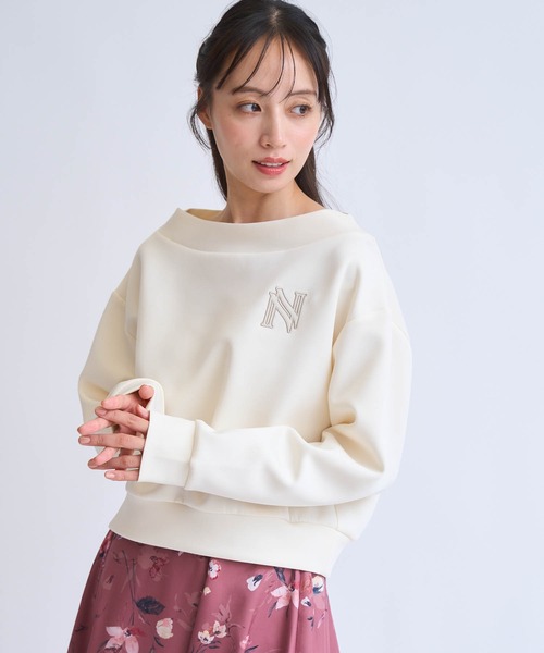 NOELA(ノエラ)の「フェルト刺繍ロゴポンチトップス(Tシャツ/カットソー・レディース・ブラウン/オフホワイト・フリー)」の5枚目の写真