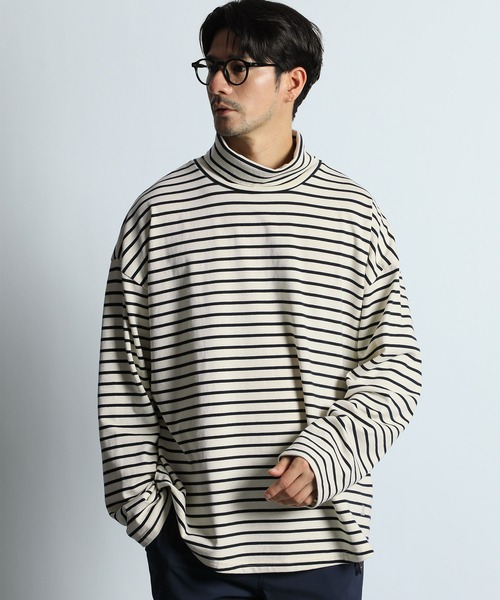 LANVIN en Bleu（ランバンオンブルー）の「ボーダー タートルネック ロンT（Tシャツ/カットソー・メンズ・ホワイト/ネイビー・50/48/46/52）」の2枚目の写真