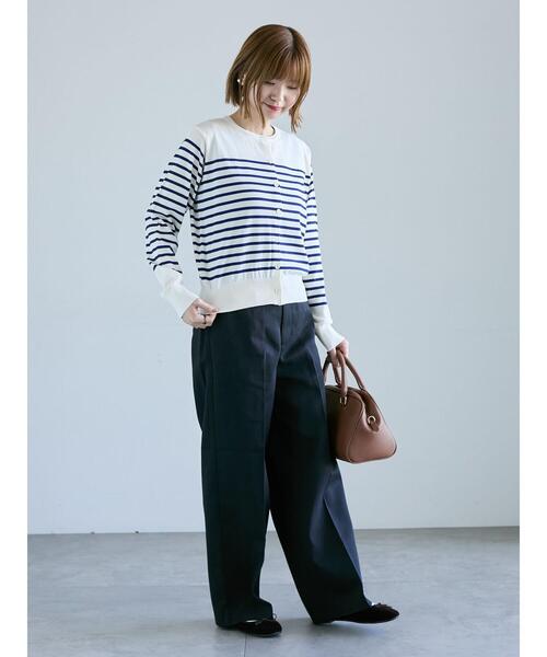 Lugnoncure（ルノンキュール）の「シルクタッチクルーカーディガン《2025autumn catalog item》（カーディガン/ボレロ・レディース・カーキ/オフホワイト/ブラック・F）」の6枚目の写真