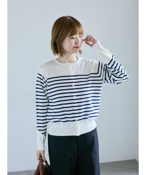 Lugnoncure（ルノンキュール）の「シルクタッチクルーカーディガン《2025autumn catalog item》（カーディガン/ボレロ・レディース・カーキ/オフホワイト/ブラック・F）」の8枚目の写真