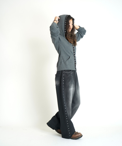 JOINT WORKS（ジョイントワークス）の「フックディテール ワッフルフーディー / Hook Detail Waffle Hoodie（パーカー・レディース・カーキ/チャコールグレー/ピンク・FREE）」の5枚目の写真