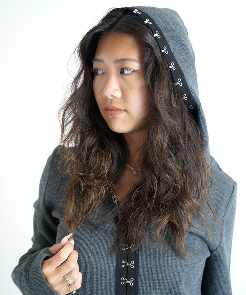 JOINT WORKS（ジョイントワークス）の「フックディテール ワッフルフーディー / Hook Detail Waffle Hoodie（パーカー・レディース・カーキ/チャコールグレー/ピンク・FREE）」の8枚目の写真