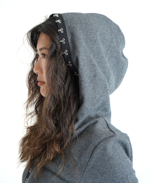 JOINT WORKS（ジョイントワークス）の「フックディテール ワッフルフーディー / Hook Detail Waffle Hoodie（パーカー・レディース・カーキ/チャコールグレー/ピンク・FREE）」の9枚目の写真