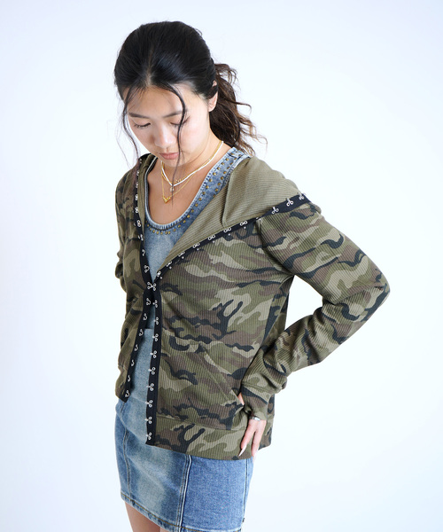 JOINT WORKS（ジョイントワークス）の「フックディテール ワッフルフーディー / Hook Detail Waffle Hoodie（パーカー・レディース・カーキ/チャコールグレー/ピンク・FREE）」の18枚目の写真