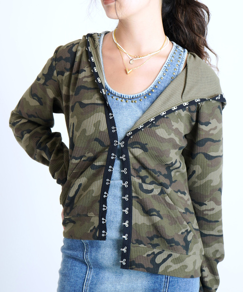 JOINT WORKS（ジョイントワークス）の「フックディテール ワッフルフーディー / Hook Detail Waffle Hoodie（パーカー・レディース・カーキ/チャコールグレー/ピンク・FREE）」の19枚目の写真