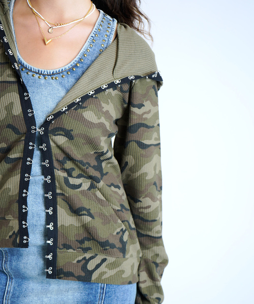 JOINT WORKS（ジョイントワークス）の「フックディテール ワッフルフーディー / Hook Detail Waffle Hoodie（パーカー・レディース・カーキ/チャコールグレー/ピンク・FREE）」の20枚目の写真