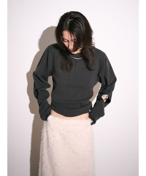 Htage(テージ)の「【Htage】パワーショルダーサークルデザインニット(ニット/セーター・レディース・チャコールグレー/ブラック・FREE)」の1枚目の写真