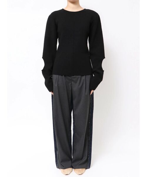 Htage(テージ)の「【Htage】パワーショルダーサークルデザインニット(ニット/セーター・レディース・チャコールグレー/ブラック・FREE)」の15枚目の写真