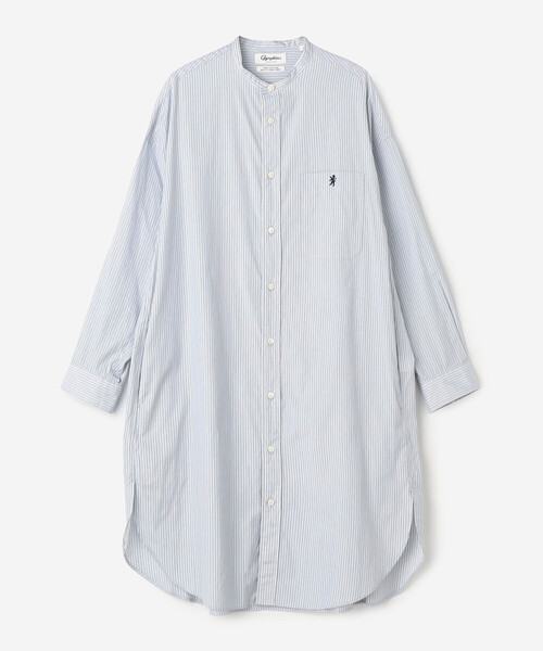 Bshop（ビショップ）の「Gymphlex | バンドカラーシャツワンピース STRIPE WOMEN（ワンピース・レディース・ブルー系その他・12）」の2枚目の写真