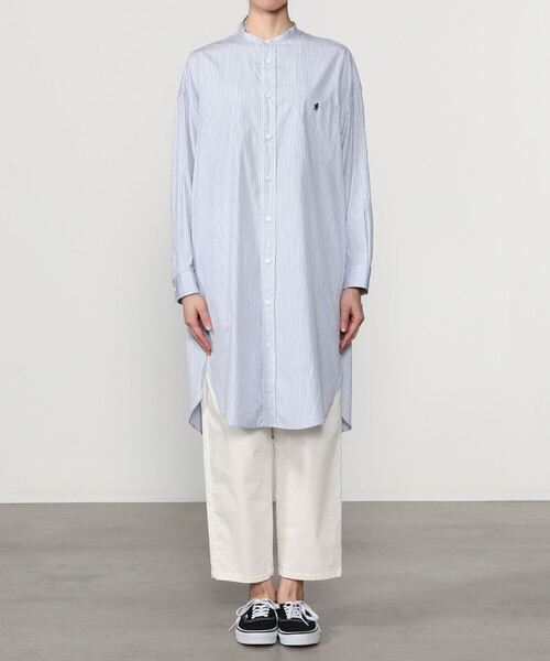 Bshop（ビショップ）の「Gymphlex | バンドカラーシャツワンピース STRIPE WOMEN（ワンピース・レディース・ブルー系その他・12）」の11枚目の写真