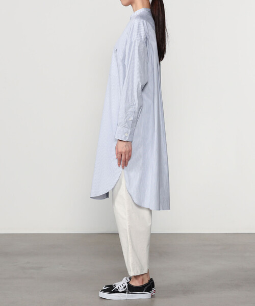 Bshop（ビショップ）の「Gymphlex | バンドカラーシャツワンピース STRIPE WOMEN（ワンピース・レディース・ブルー系その他・12）」の12枚目の写真