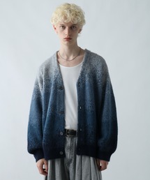 ハンドニット モヘアニット カーディガン セーター ふわふわ ブルー S705b ハンドニット モヘアニット カーディガン セーター ふわふわ