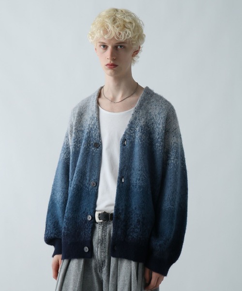 HARE（ハレ）の「グラデモヘアニットカーディガン(HARE)（カーディガン/ボレロ・メンズ・ブルー/レッド/ブラック/ライトグリーン・FREE）」の13枚目の写真