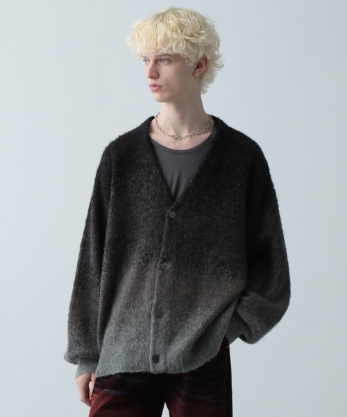 HARE（ハレ）の「グラデモヘアニットカーディガン(HARE)（カーディガン/ボレロ・メンズ・ブルー/レッド/ブラック/ライトグリーン・FREE）」の21枚目の写真