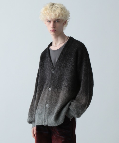 HARE（ハレ）の「グラデモヘアニットカーディガン(HARE)（カーディガン/ボレロ・メンズ・ブルー/レッド/ブラック/ライトグリーン・FREE）」の22枚目の写真