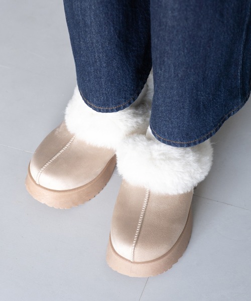 JELLY BEANS（ジェリービーンズ）の「厚底ムートンクロッグサボミュールシューズ(210-56379)JELLY BEANS(ジェリービーンズ)（ブーツ・レディース・ダークブラウン/キャメル/ベージュ・S/M/L/LL）」の17枚目の写真