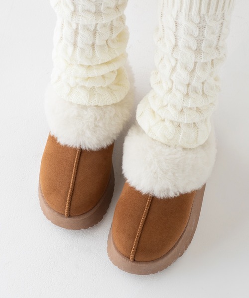 JELLY BEANS（ジェリービーンズ）の「厚底ムートンクロッグサボミュールシューズ(210-56379)JELLY BEANS(ジェリービーンズ)（ブーツ・レディース・ダークブラウン/キャメル/ベージュ・S/M/L/LL）」の21枚目の写真