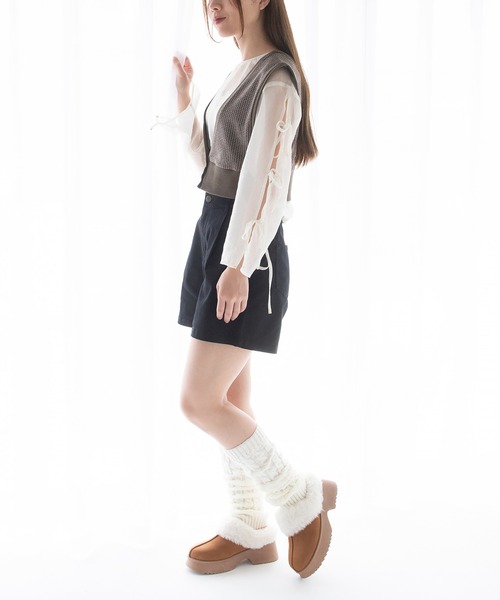 JELLY BEANS（ジェリービーンズ）の「厚底ムートンクロッグサボミュールシューズ(210-56379)JELLY BEANS(ジェリービーンズ)（ブーツ・レディース・ダークブラウン/キャメル/ベージュ・S/M/L/LL）」の22枚目の写真