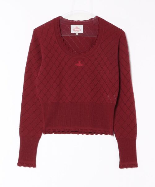 Vivienne Westwood(ヴィヴィアンウエストウッド)の「ダイヤパターンステッチラウンドカラープルオーバー(ニット/セーター・レディース・ブラック/レッド/ベージュ・FREE)」の3枚目の写真