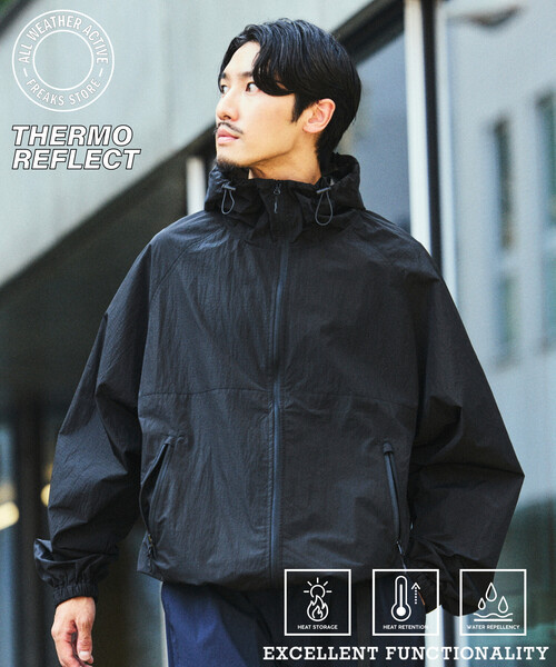 FREAK'S STORE（フリークスストア）の「限定展開 ALL WEATHER ACTIVE WEAR/オールウェザーアクティブウェア チタン加工 ナイロンフーディー ジャケット（ナイロンジャケット・メンズ・ブラック/グレー・SMALL/MEDIUM/LARGE）」の12枚目の写真