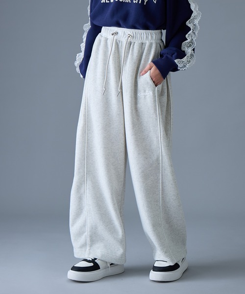 セール】脇タックフレア裏起毛スウェットパンツ（スウェットパンツ