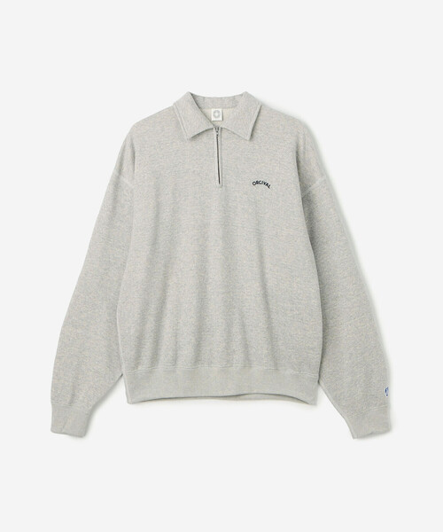 03aw STONE  コットンリネンハーフジッププルオーバー ストレッチシェニール ハーフジッププルオーバー | maison