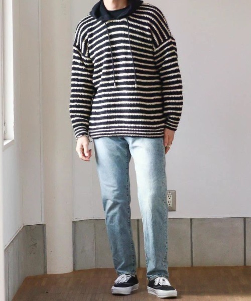 Bl ボーダー Knit Pullover — вязаный пуловер в полоску (Bl)