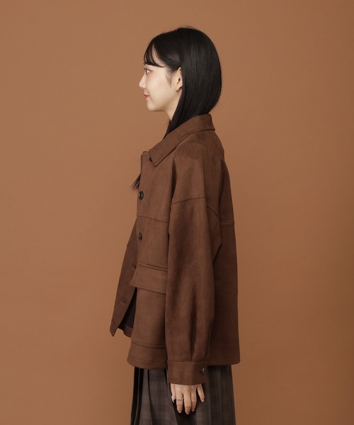 3.3 Field Trip （3.3フィールドトリップ）の「【襟2WAY】3.3 Field Trip／スエードオーバージャケット（ブルゾン・レディース・ブラウン/キャメル・FREE）」の6枚目の写真