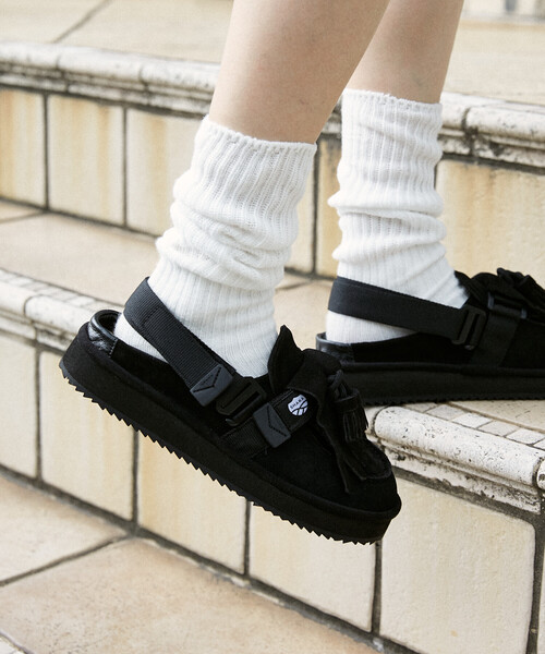 SHAKA MOC MULE TASSEL SUED ブラック SHAKA キルトタッセル付きミュールサンダルMOC MULE TASSEL SUEDE