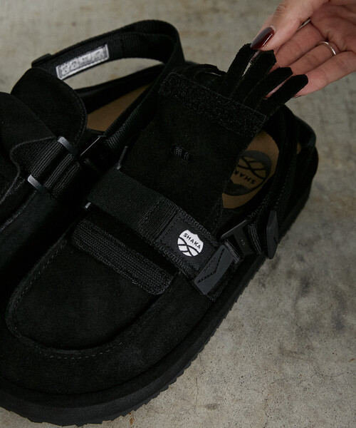 SHAKA＊今季新作2way MOC MULE TASSEL SUEDE 黒 セール】SHAKA/シャカ MOC MULE TASSEL SUEDE [23.0~25.0cm]限定展開