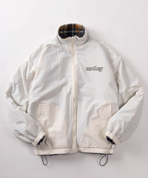 SlashDate（スラッシュデイト）の「【82】【MATEY】2WAY リバーシブル ナイロン ボアブルゾン／ワンポイント刺繍 ／ドローコード／ユニセックス（ブルゾン・メンズ・ブラック/ホワイト・M/L）」の8枚目の写真