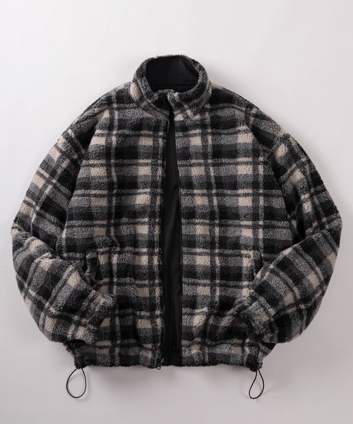 SlashDate（スラッシュデイト）の「【82】【MATEY】2WAY リバーシブル ナイロン ボアブルゾン／ワンポイント刺繍 ／ドローコード／ユニセックス（ブルゾン・メンズ・ブラック/ホワイト・M/L）」の16枚目の写真