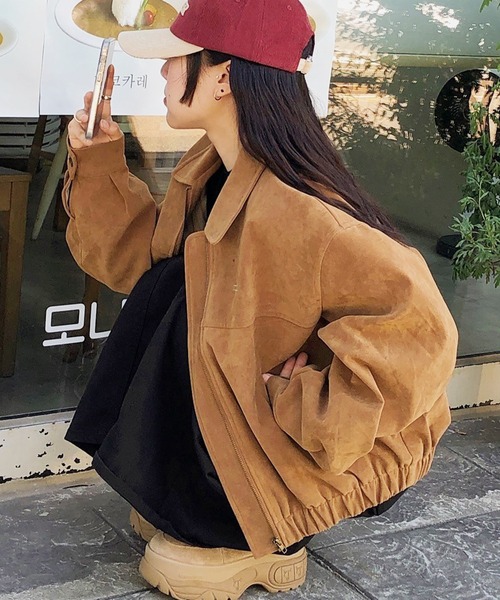 セール】スウェードZIPブルゾン/韓国 25AW トレンド(CZ)（その他