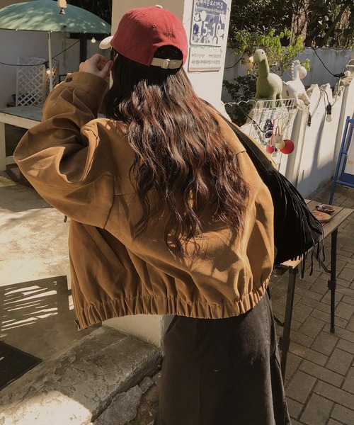 VIBGYOR（ヴィブジョー）の「スウェードZIPブルゾン/韓国 25AW トレンド(CZ)（その他アウター・レディース・ブラウン/ベージュ・FREE）」の4枚目の写真