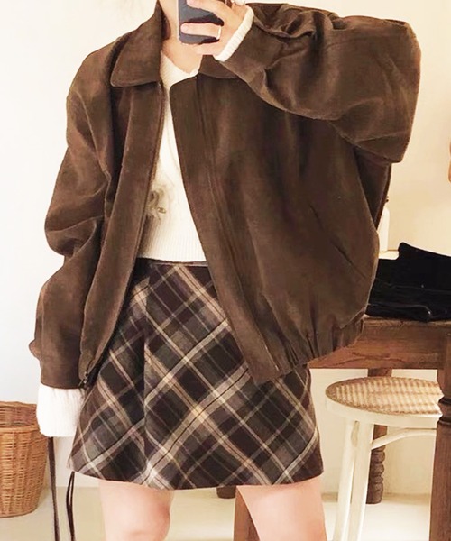 VIBGYOR（ヴィブジョー）の「スウェードZIPブルゾン/韓国 25AW トレンド(CZ)（その他アウター・レディース・ブラウン/ベージュ・FREE）」の9枚目の写真