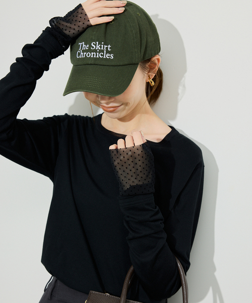 SLOBE IENA（スローブイエナ）の「《WEB限定/追加2》レイヤードフロッキードットスリーブロンTEE（Tシャツ/カットソー・レディース・ブラック・FREE）」の6枚目の写真