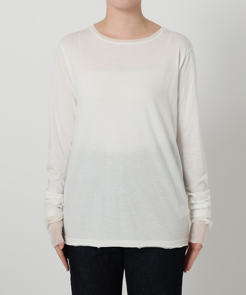 SLOBE IENA（スローブイエナ）の「《WEB限定/追加2》レイヤードフロッキードットスリーブロンTEE（Tシャツ/カットソー・レディース・ブラック・FREE）」の8枚目の写真