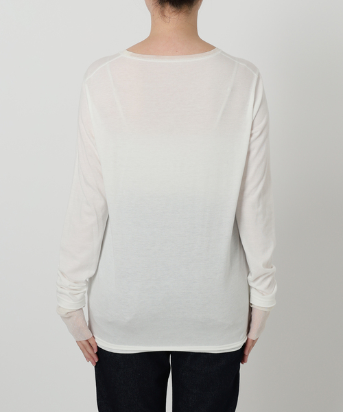 SLOBE IENA（スローブイエナ）の「《WEB限定/追加2》レイヤードフロッキードットスリーブロンTEE（Tシャツ/カットソー・レディース・ブラック・FREE）」の10枚目の写真