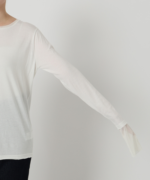 SLOBE IENA（スローブイエナ）の「《WEB限定/追加2》レイヤードフロッキードットスリーブロンTEE（Tシャツ/カットソー・レディース・ブラック・FREE）」の12枚目の写真