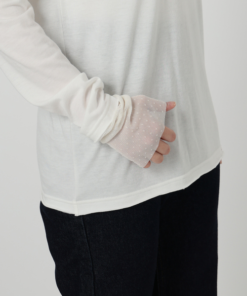 SLOBE IENA（スローブイエナ）の「《WEB限定/追加2》レイヤードフロッキードットスリーブロンTEE（Tシャツ/カットソー・レディース・ブラック・FREE）」の13枚目の写真