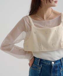 mystic | ウールライク ビジュービスチェ(シャツ/ブラウス)