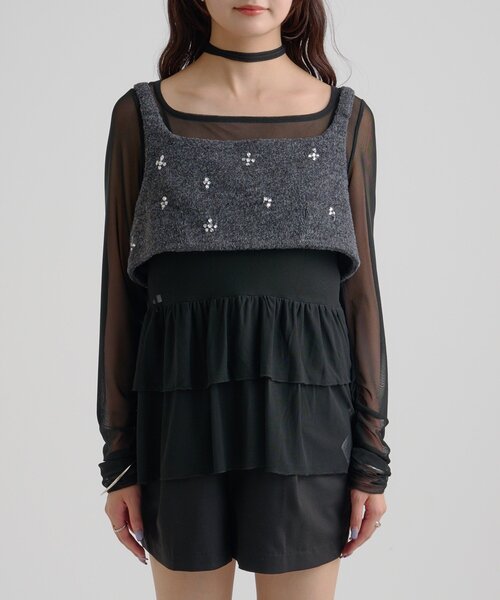 セール】ウールライク ビジュービスチェ（シャツ/ブラウス）｜mystic