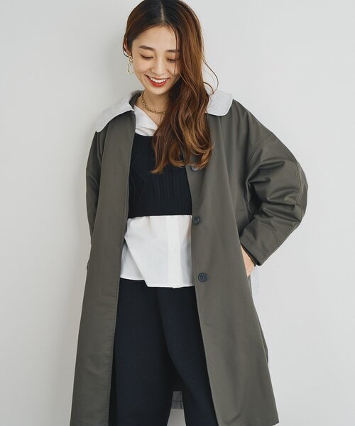 un dix cors（アンディコール）の「ステンバイカラートレンチコート（トレンチコート・レディース・チャコールグレー/キャメル・FREE）」の4枚目の写真