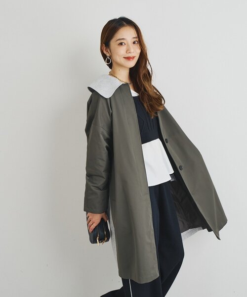 un dix cors（アンディコール）の「ステンバイカラートレンチコート（トレンチコート・レディース・チャコールグレー/キャメル・FREE）」の7枚目の写真