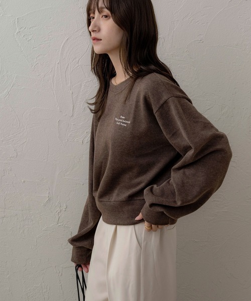 NOAHL(ノアル)の「【NOAHL】ニットソー刺繍プルオーバー(ニット/セーター・レディース・アイボリー/ブラウン/チャコール・FREE)」の3枚目の写真