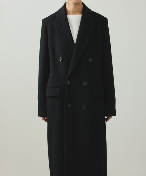 ベル❗️現行タグ꧁プラダ꧂ロングコート 大ボタン Aライン 40 イタリア製 EMOELLE】ピークドラペルダブルコート（チェスターコート）｜ADAM ET